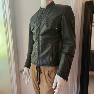 Yamaha MENS Black Leather Jacket Biker Vintage